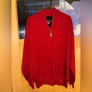 Orvis Mens Lg 1/4 Zip Mock Neck L/S Pullover 100% Merino Wool sweater